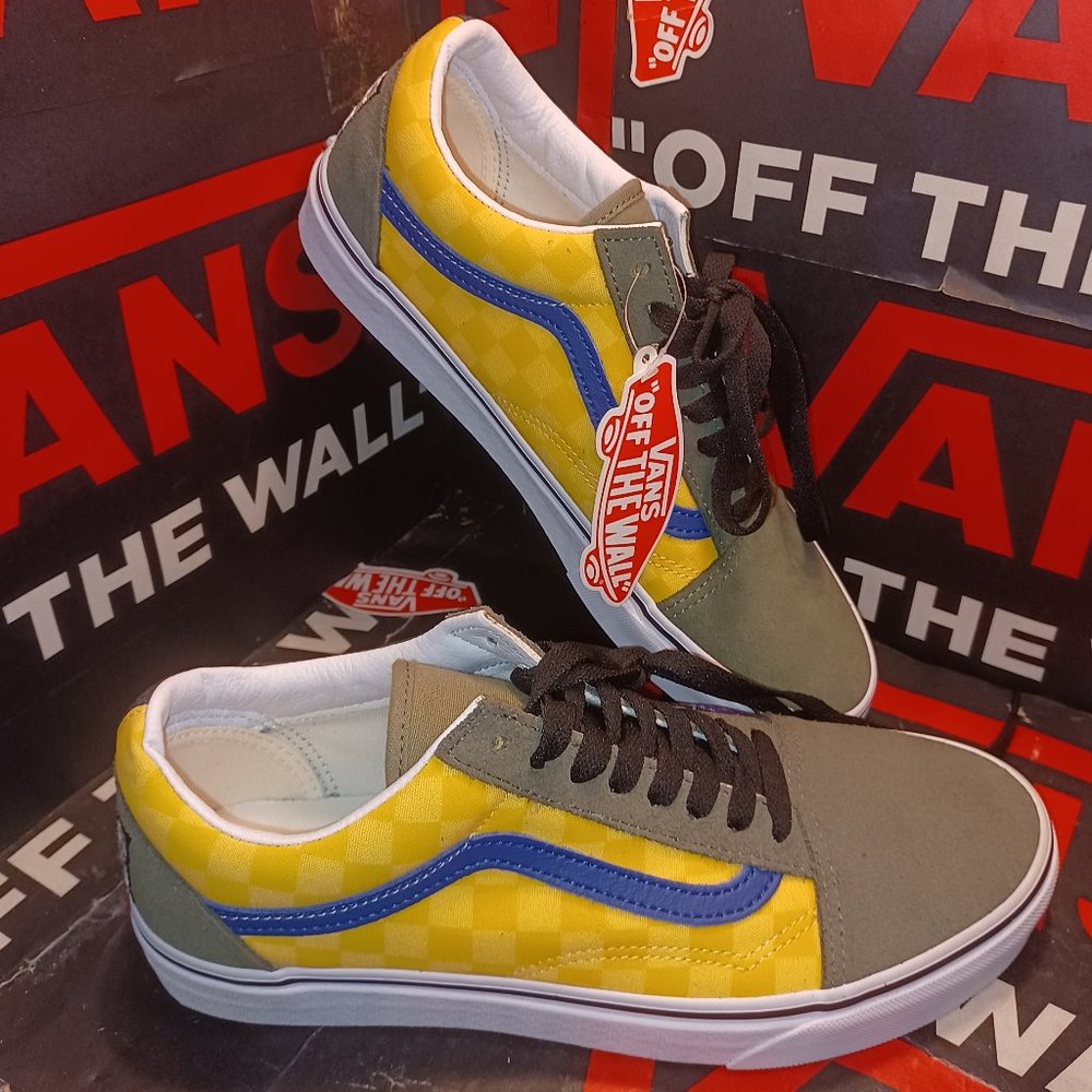 Vans Men's 9/Women's 10.5 Old Skool (OTW Rally) Checkerboard/Multi/Lichen Green
